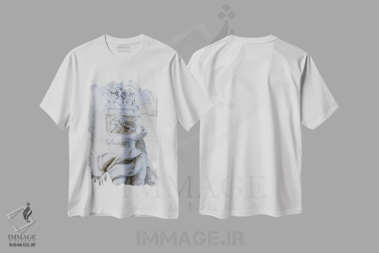 تیشرت سفید طرح دار ستون خدا، مدیوم اثر گیلیارد برسسان | فروشگاه ایماژ