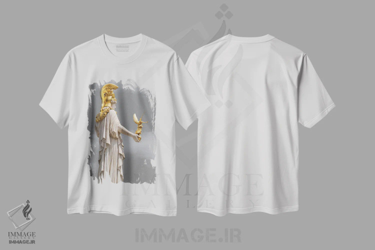 تیشرت سفید طرح دار آتنا، مدیوم اثر گیلیارد برسسان | فروشگاه ایماژ