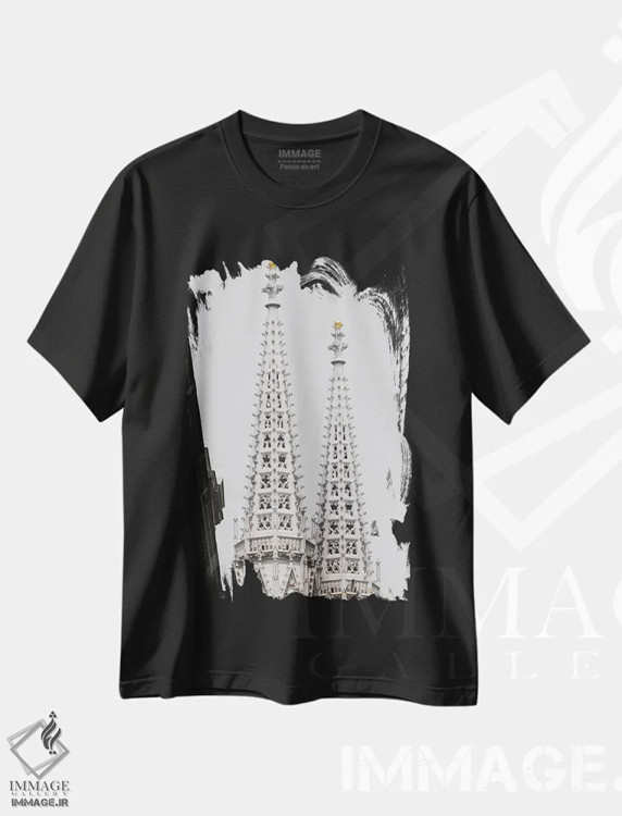 تیشرت مشکی طرح دار نیزه ها، مدیوم اثر گیلیارد برسسان | فروشگاه ایماژ