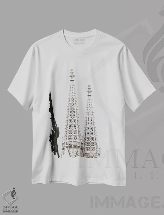 تیشرت سفید طرح دار نیزه ها، مدیوم اثر گیلیارد برسسان | immage.ir
