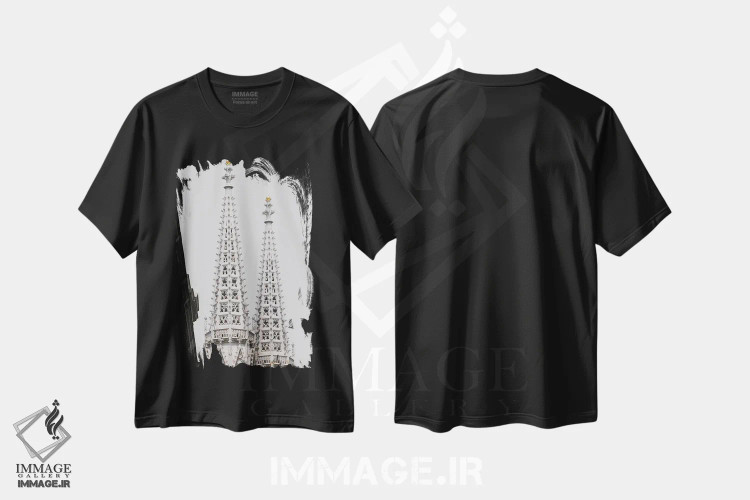 تیشرت مشکی طرح دار نیزه ها، مدیوم اثر گیلیارد برسسان | فروشگاه ایماژ