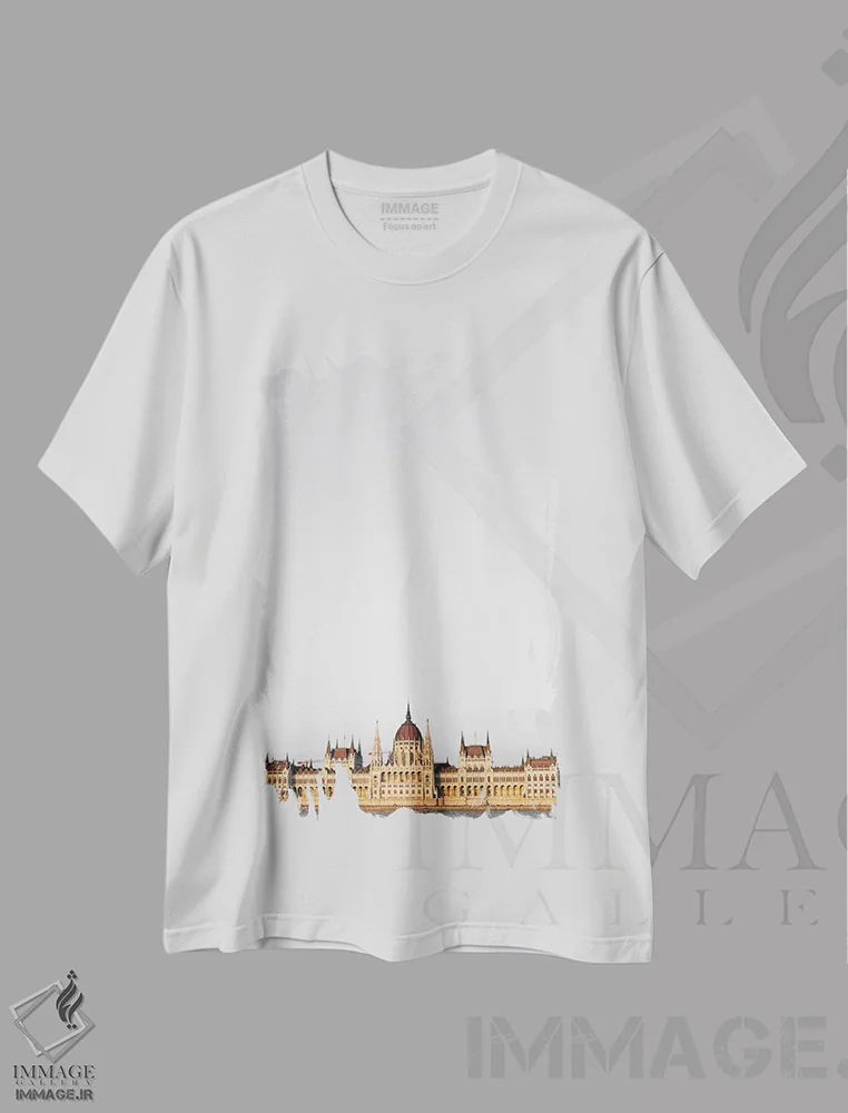 تیشرت سفید طرح دار پارلمان، مدیوم اثر گیلیارد برسسان | فروشگاه ایماژ