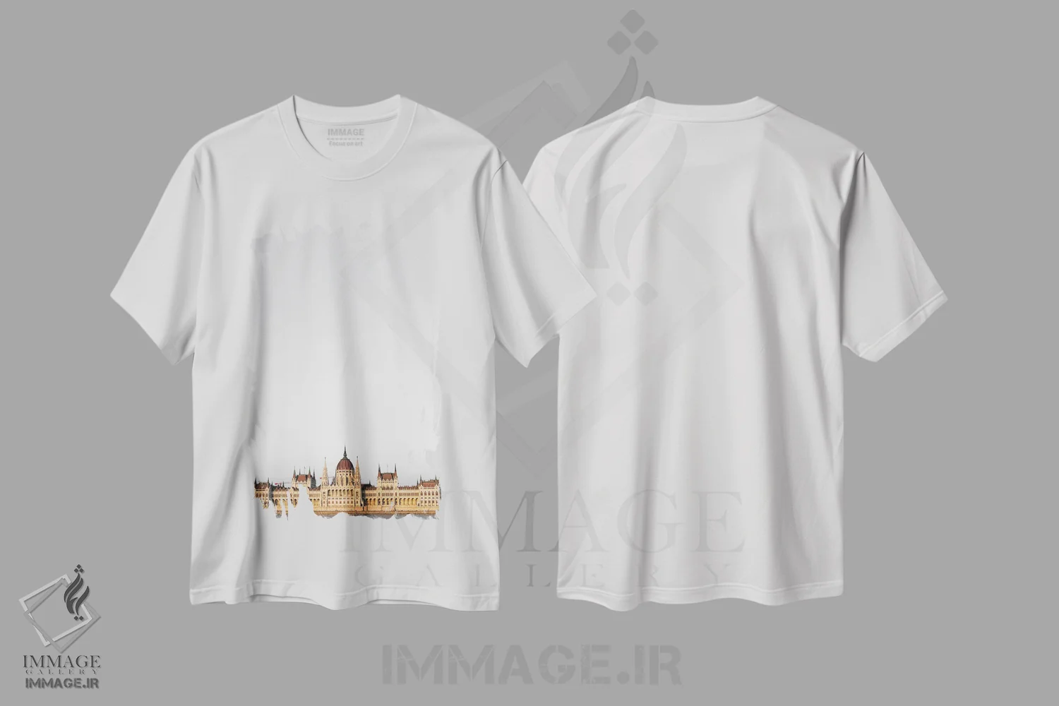 تیشرت سفید طرح دار پارلمان، مدیوم اثر گیلیارد برسسان | فروشگاه ایماژ