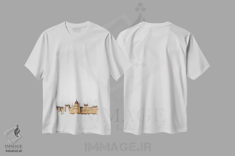 تیشرت سفید طرح دار پارلمان، مدیوم اثر گیلیارد برسسان | فروشگاه ایماژ