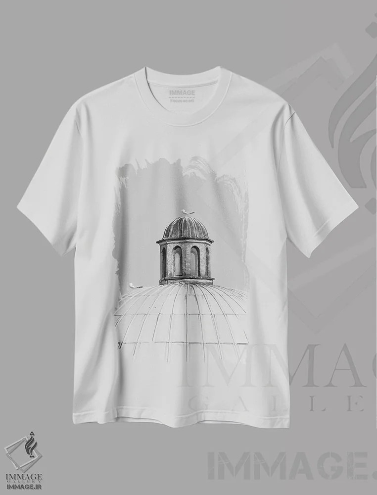 تیشرت سفید طرح دار سکون، عکاسی سیاه و سفید اثر گیلیارد برسسان | فروشگاه ایماژ