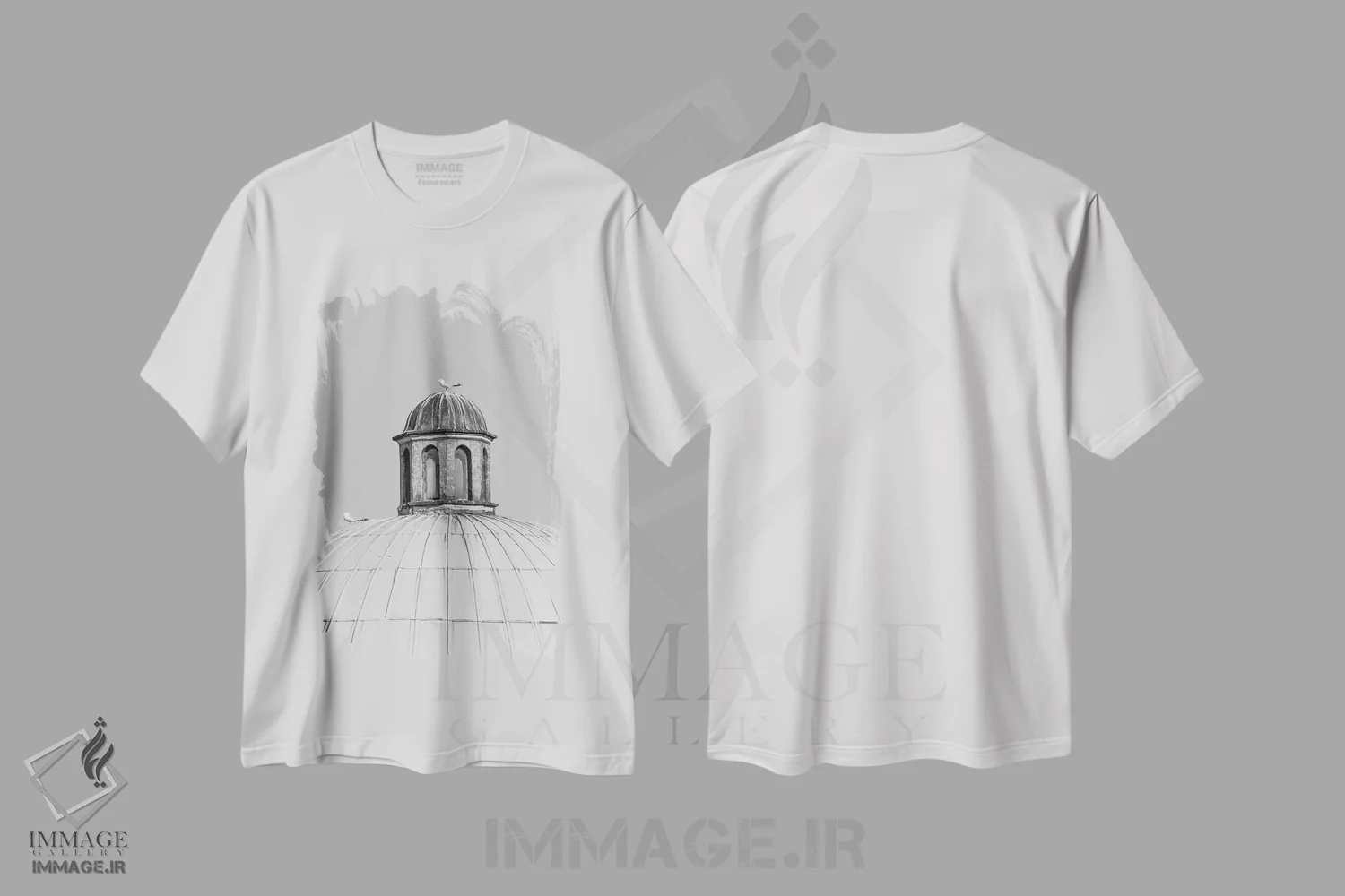 تیشرت سفید طرح دار سکون، عکاسی سیاه و سفید اثر گیلیارد برسسان | فروشگاه ایماژ