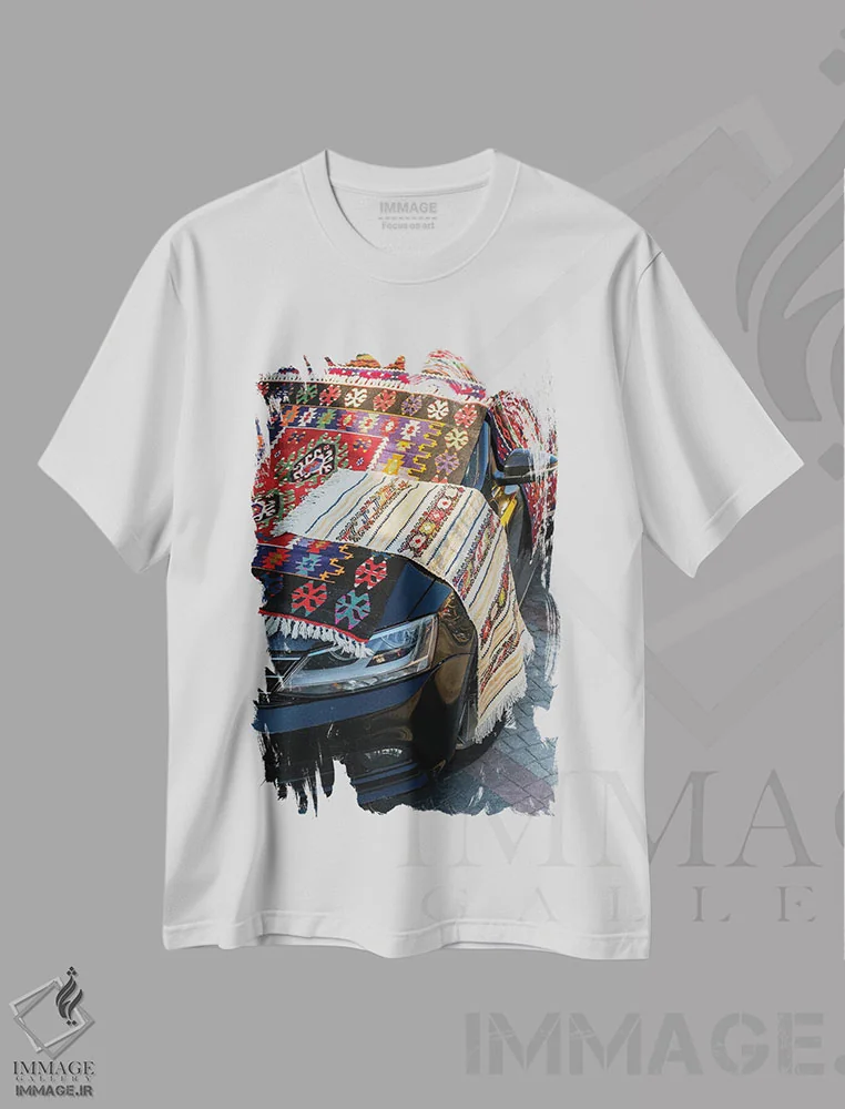 تیشرت سفید طرح دار قالی ها، مدیوم اثر گیلیارد برسسان | فروشگاه ایماژ