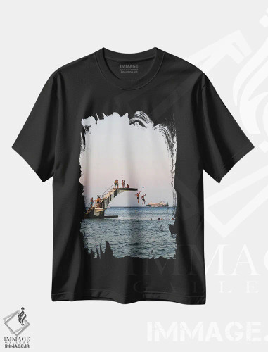تیشرت مشکی طرح دار برخورد با آب، مدیوم اثر گیلیارد برسسان | فروشگاه ایماژ