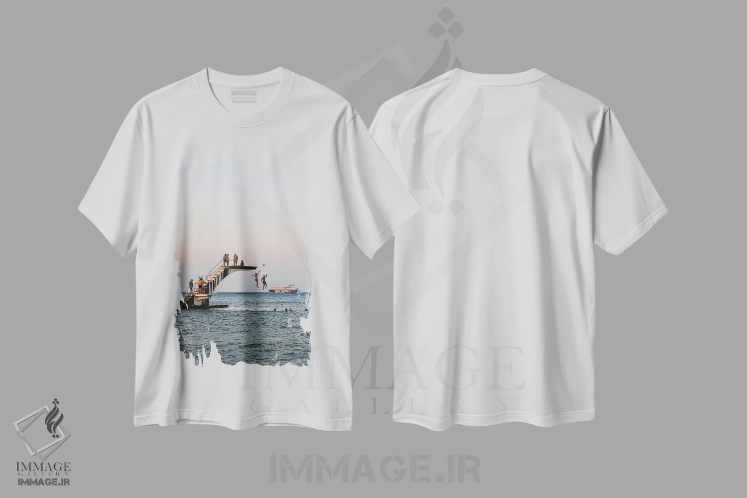 تیشرت سفید طرح دار برخورد با آب، مدیوم اثر گیلیارد برسسان | immage.ir
