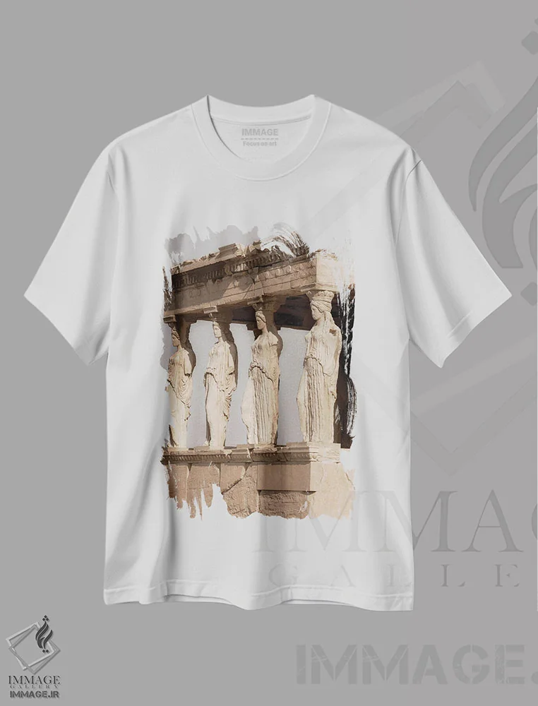 تیشرت سفید طرح دار کاریاتید، مدیوم اثر گیلیارد برسسان | فروشگاه ایماژ