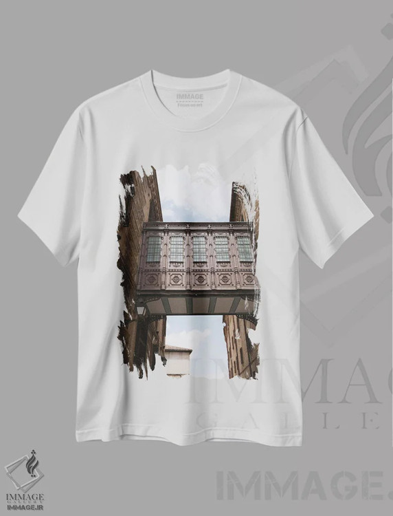 تیشرت سفید طرح دار پل ساختمان ها، مدیوم اثر گیلیارد برسسان | immage.ir