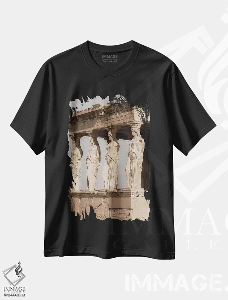 تیشرت مشکی طرح دار کاریاتید، مدیوم اثر گیلیارد برسسان | immage.ir