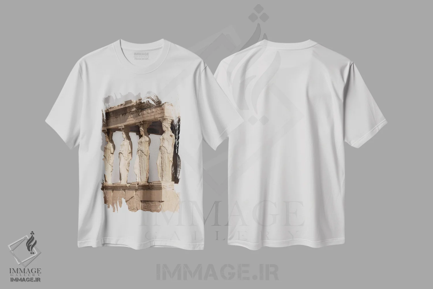 تیشرت سفید طرح دار کاریاتید، مدیوم اثر گیلیارد برسسان | فروشگاه ایماژ