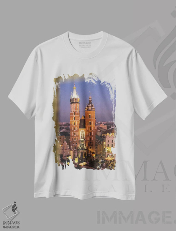 تیشرت سفید طرح دار کراکوف در شب، مدیوم اثر گیلیارد برسسان | immage.ir