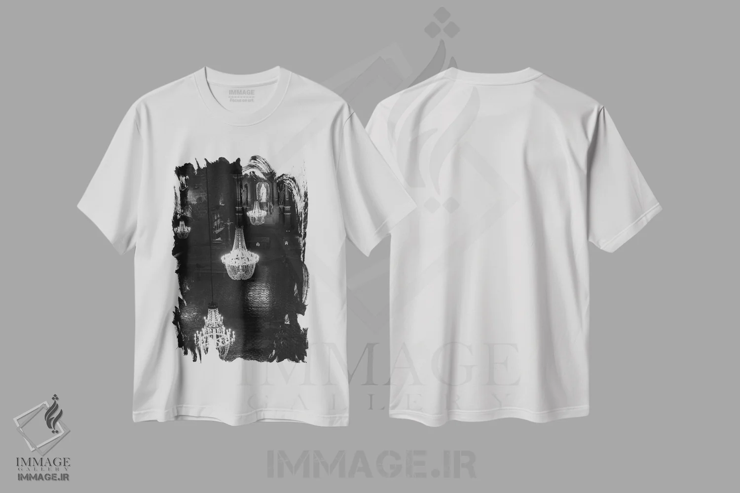 تیشرت سفید طرح دار لوسترها، عکاسی سیاه و سفید اثر گیلیارد برسسان | immage.ir