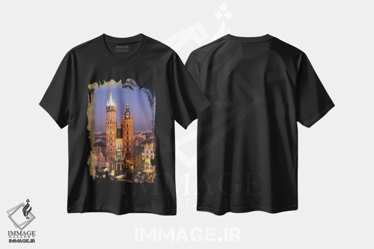 تیشرت مشکی طرح دار کراکوف در شب، مدیوم اثر گیلیارد برسسان | فروشگاه ایماژ