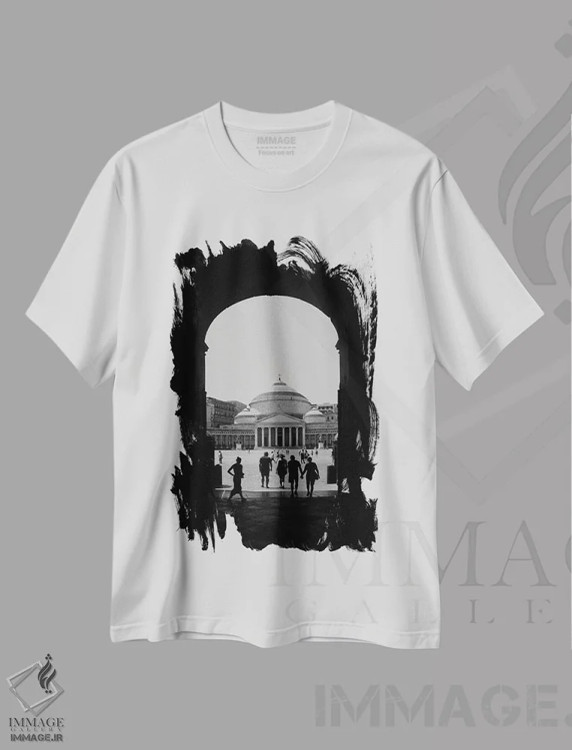 تیشرت سفید طرح دار دریچه ناپل، عکاسی سیاه و سفید اثر گیلیارد برسسان | فروشگاه ایماژ