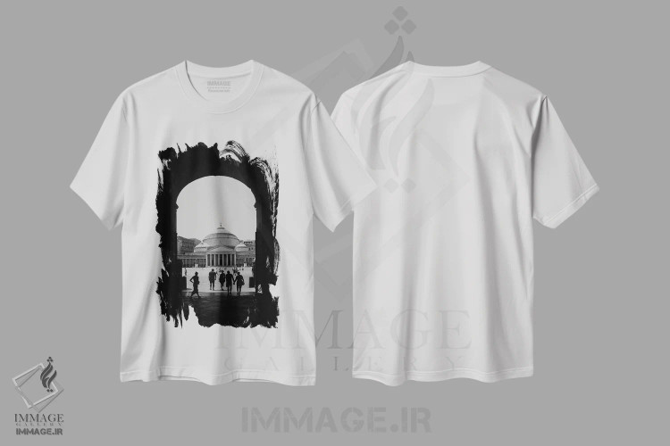 تیشرت سفید طرح دار دریچه ناپل، عکاسی سیاه و سفید اثر گیلیارد برسسان | فروشگاه ایماژ
