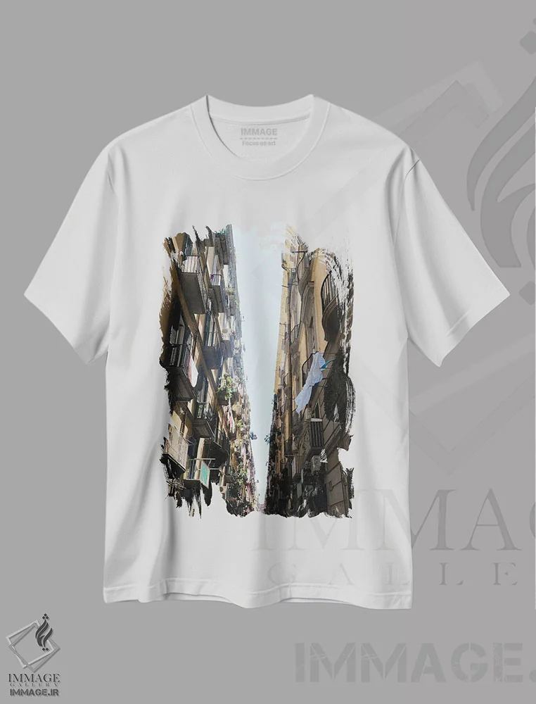 تیشرت سفید طرح دار خیابان ناپل، مدیوم اثر گیلیارد برسسان | فروشگاه ایماژ
