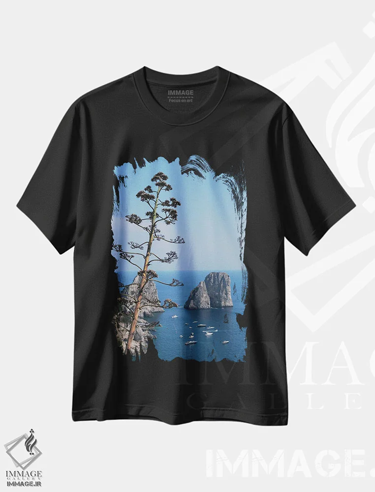 تیشرت مشکی طرح دار کاپری پِیو بلو، مدیوم اثر گیلیارد برسسان | فروشگاه ایماژ