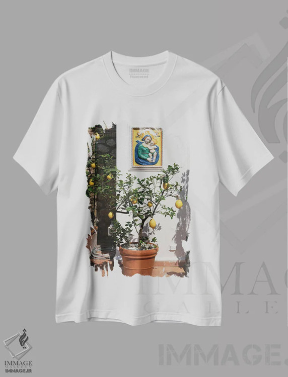 تیشرت سفید طرح دار درخت لیمو، مدیوم اثر گیلیارد برسسان | فروشگاه ایماژ