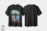 تیشرت مشکی طرح دار منظره مدیترانه ای، مدیوم اثر گیلیارد برسسان | فروشگاه ایماژ