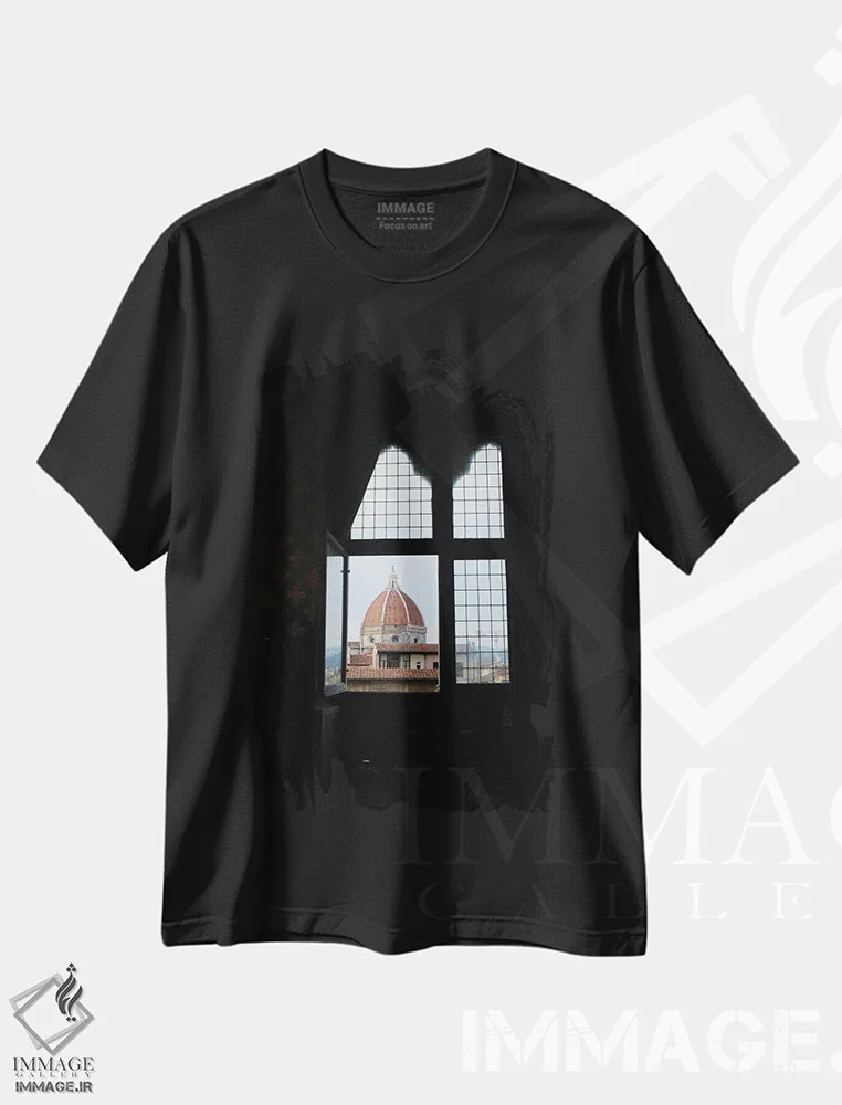 تیشرت مشکی طرح دار پنجره فلورانس، دکوراسیون جایگزین اثر گیلیارد برسسان | immage.ir