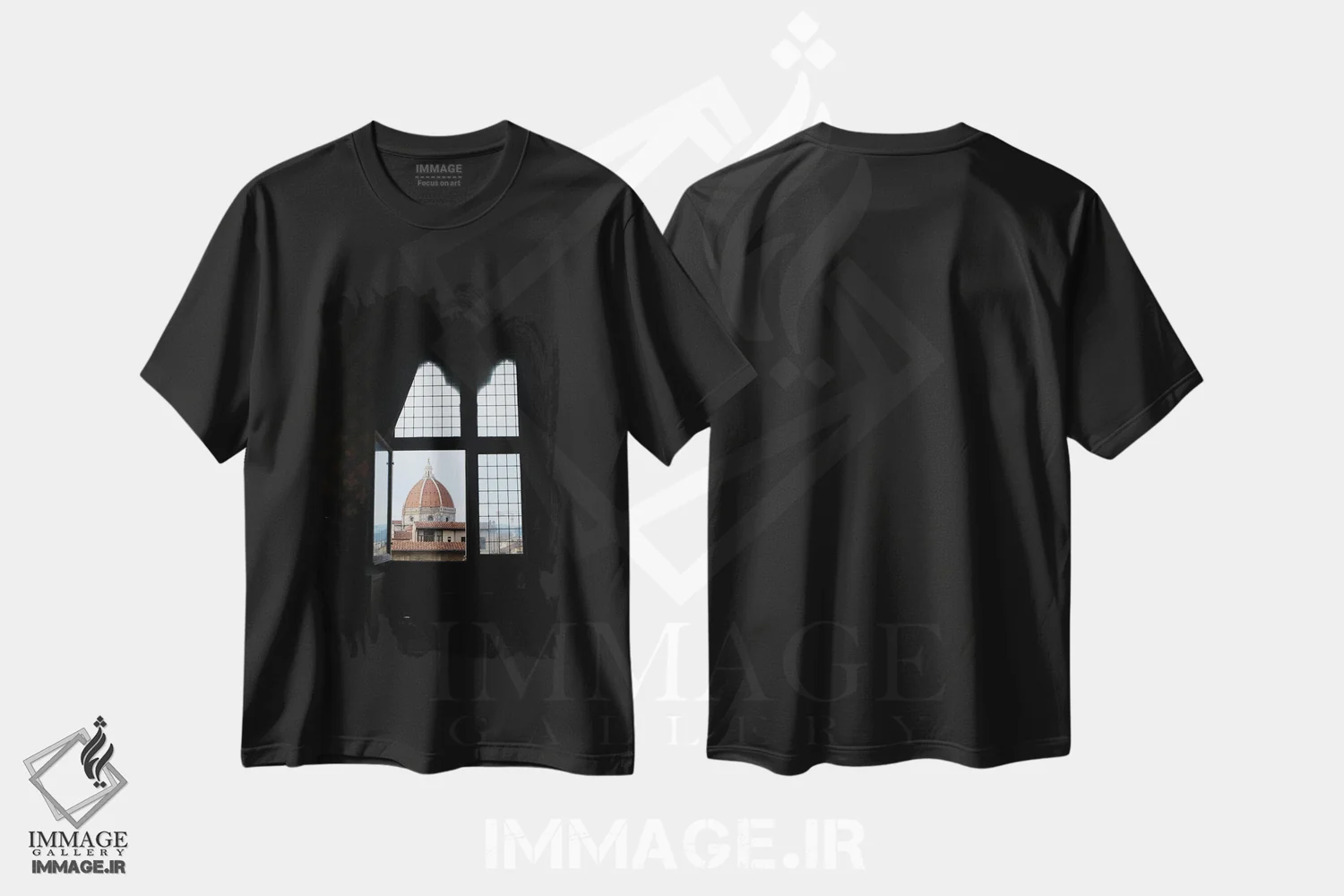 تیشرت مشکی طرح دار پنجره فلورانس، دکوراسیون جایگزین اثر گیلیارد برسسان | immage.ir