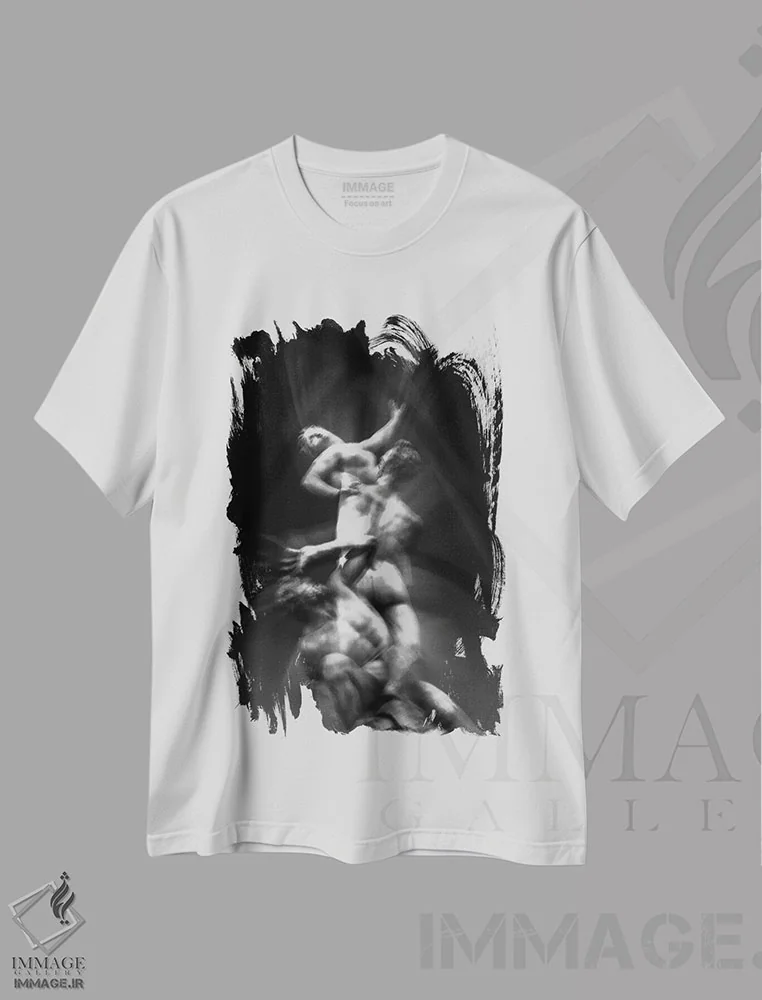 تیشرت سفید طرح دار نجوای پیکره ها، عکاسی سیاه و سفید اثر گیلیارد برسسان | فروشگاه ایماژ