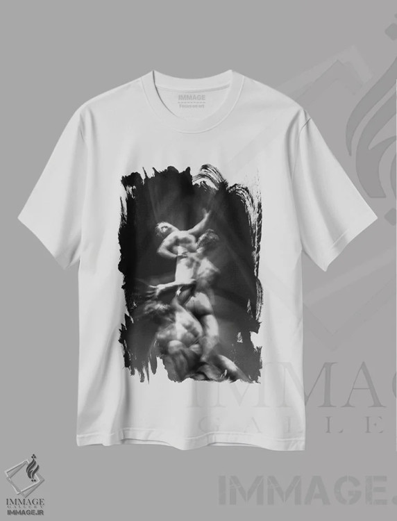 تیشرت سفید طرح دار نجوای پیکره ها، عکاسی سیاه و سفید اثر گیلیارد برسسان | فروشگاه ایماژ