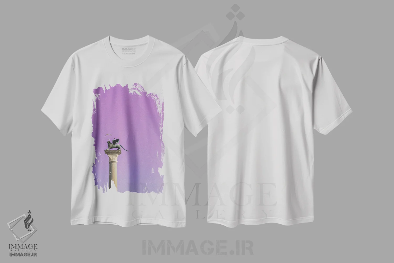 تیشرت سفید طرح دار شیر ونیز ۱، عکاسی ترکیبی اثر گیلیارد برسسان | فروشگاه ایماژ