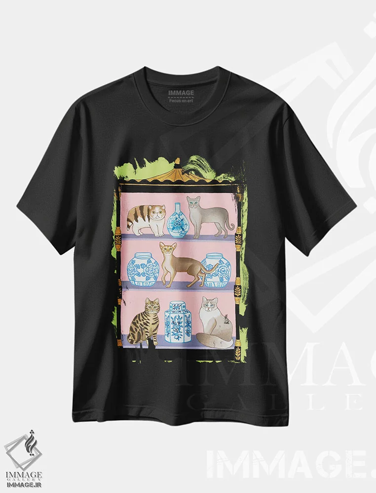 تیشرت مشکی طرح دار آثار گرین ارکید بوتیک - فروشگاه ایماژ