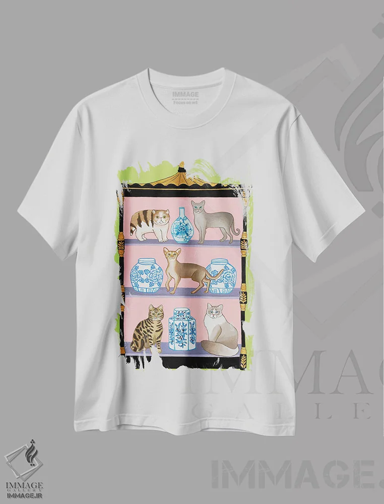 تیشرت سفید طرح دار آثار گرین ارکید بوتیک - immage.ir