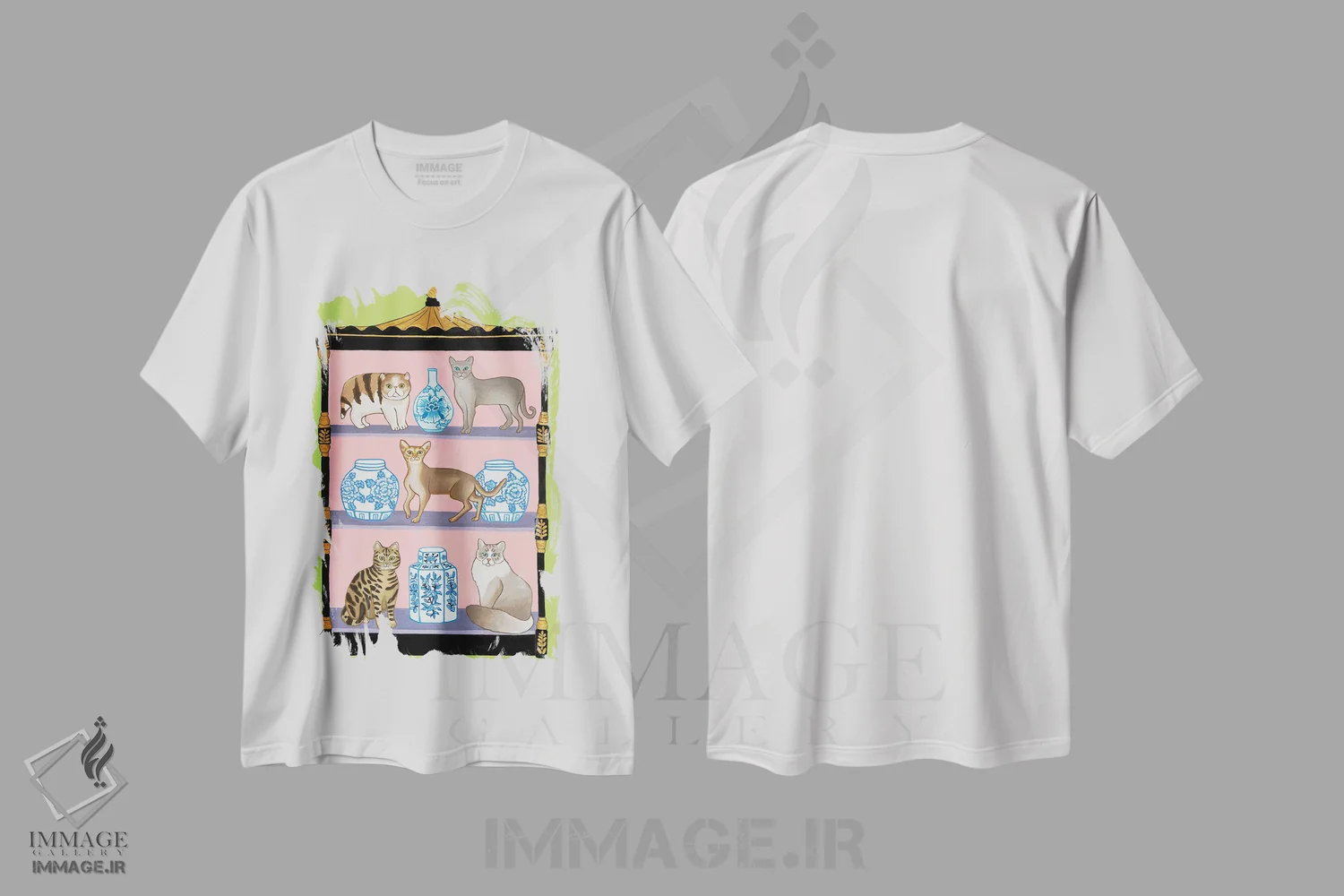 تیشرت سفید طرح دار آثار گرین ارکید بوتیک - immage.ir