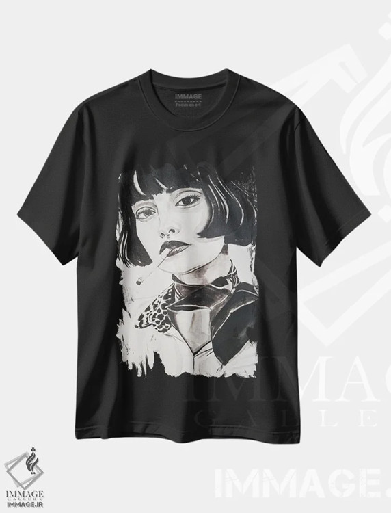 تیشرت مشکی طرح دار وقفه ای از کار، هنر تزئینی سیاه و سفید اثر گیل لبلو | immage.ir