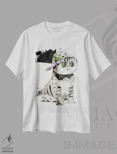تیشرت سفید طرح دار ال تیگره، دست نقاشی و طراحی دستی اثر گیل لبلو | فروشگاه ایماژ