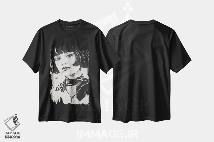 تیشرت مشکی طرح دار وقفه ای از کار، هنر تزئینی سیاه و سفید اثر گیل لبلو | immage.ir