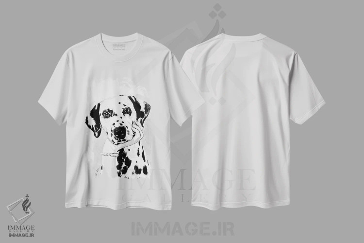 تیشرت سفید طرح دار سانی، سگ دالماتین، هنر فاخر معاصر اثر گیل لبلو | immage.ir