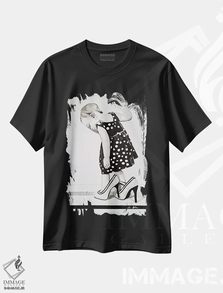 تیشرت مشکی طرح دار دوراهی، هنر فاخر معاصر اثر گیل لبلو | فروشگاه ایماژ