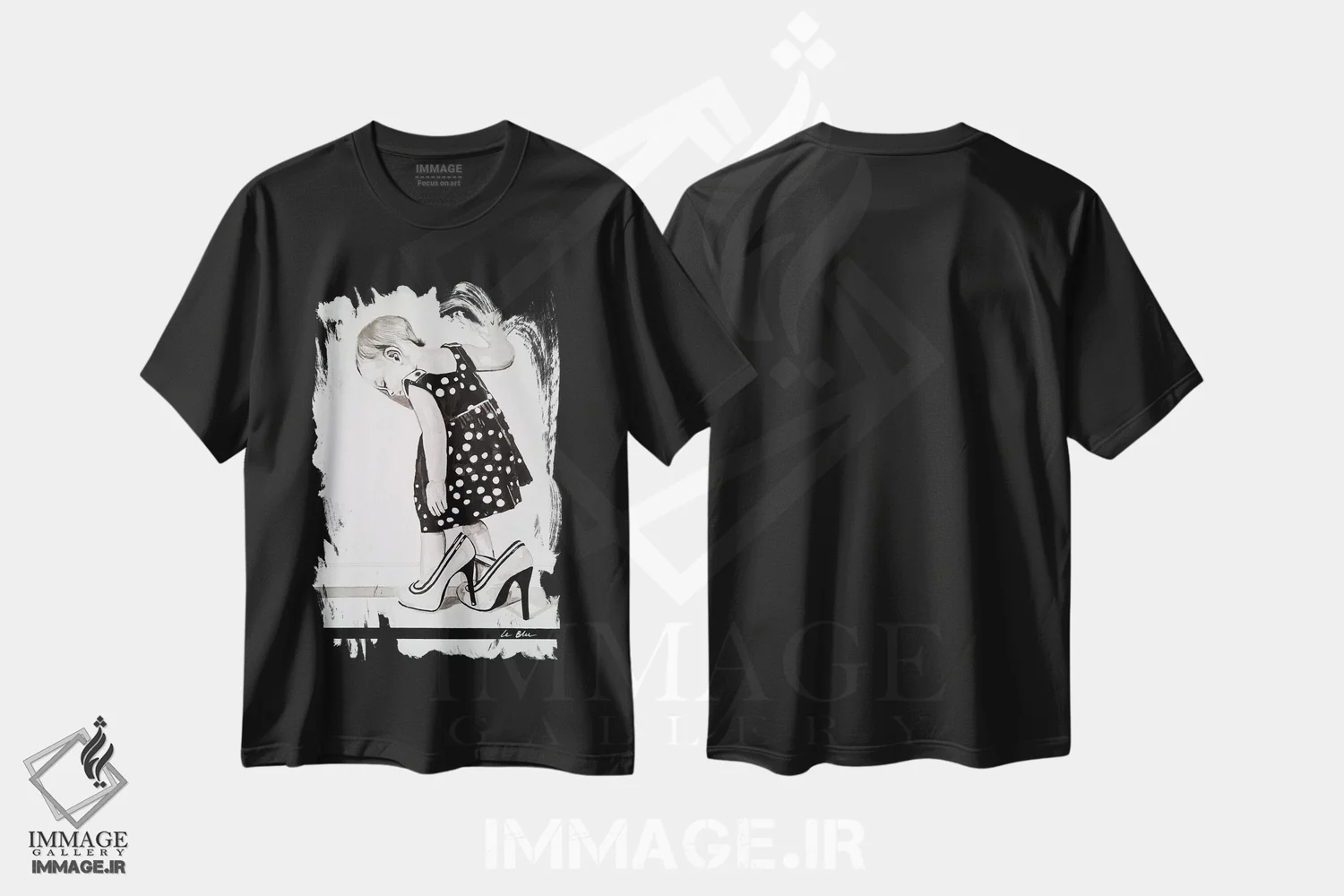 تیشرت مشکی طرح دار دوراهی، هنر فاخر معاصر اثر گیل لبلو | فروشگاه ایماژ