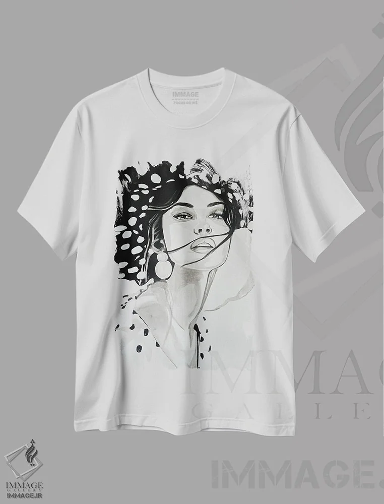 تیشرت سفید طرح دار کمتر یعنی بیشتر، هنر تزئینی سیاه و سفید اثر گیل لبلو | فروشگاه ایماژ