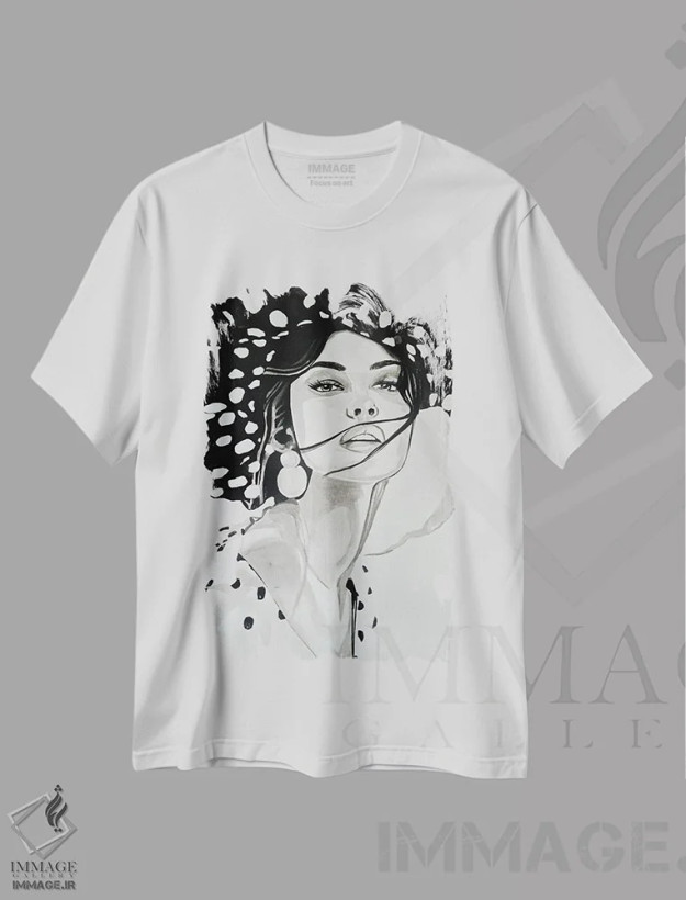 تیشرت سفید طرح دار کمتر یعنی بیشتر، هنر تزئینی سیاه و سفید اثر گیل لبلو | فروشگاه ایماژ