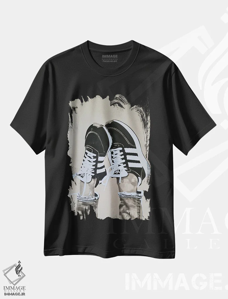 تیشرت مشکی طرح دار در انتظار معشوقم، هنر فاخر معاصر اثر گیل لبلو | فروشگاه ایماژ