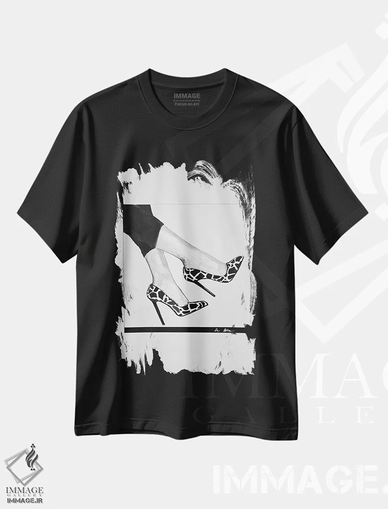 تیشرت مشکی طرح دار کیش یا مات، هنر فاخر معاصر اثر گیل لبلو | فروشگاه ایماژ
