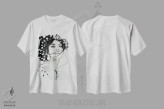 تیشرت سفید طرح دار کمتر یعنی بیشتر، هنر تزئینی سیاه و سفید اثر گیل لبلو | فروشگاه ایماژ
