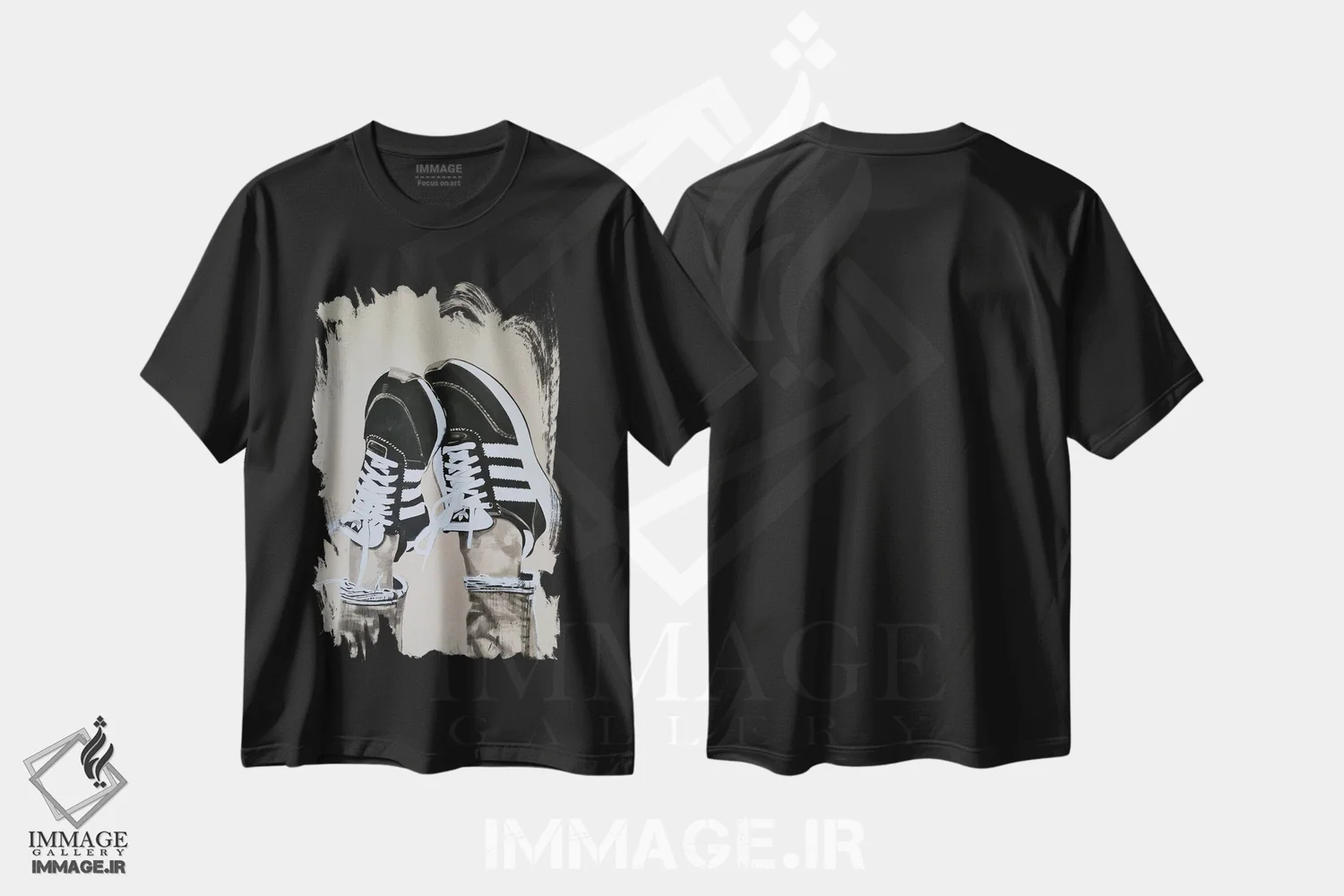 تیشرت مشکی طرح دار در انتظار معشوقم، هنر فاخر معاصر اثر گیل لبلو | فروشگاه ایماژ