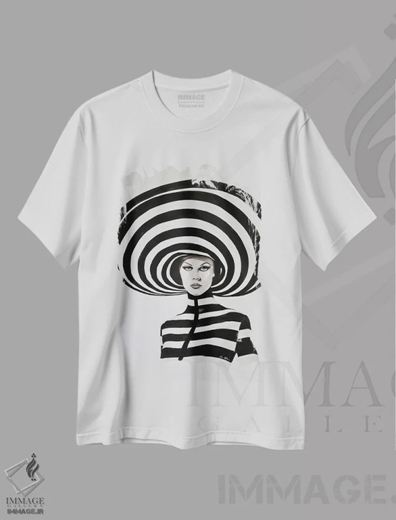 تیشرت سفید طرح دار آهنربایی، هنر فاخر معاصر اثر گیل لبلو | immage.ir