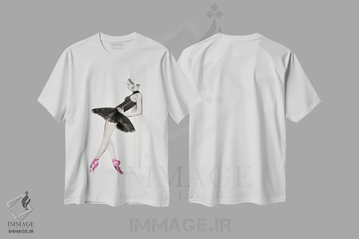 تیشرت سفید طرح دار تمرین، هنر فاخر معاصر اثر گیل لبلو | فروشگاه ایماژ