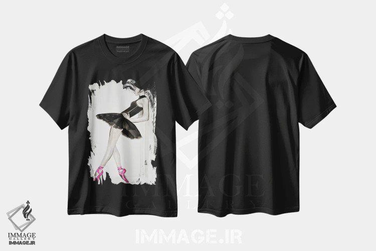 تیشرت مشکی طرح دار تمرین، هنر فاخر معاصر اثر گیل لبلو | immage.ir