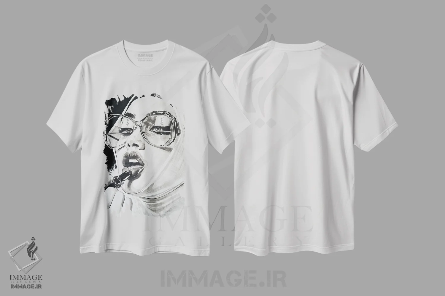 تیشرت سفید طرح دار لانژ لوکس، هنر تزئینی سیاه و سفید اثر گیل لبلو | فروشگاه ایماژ